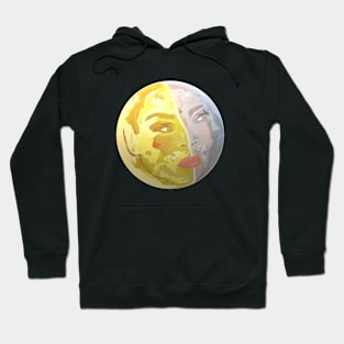 Woman's Face in Sun and Moon (Black Background) Hoodie